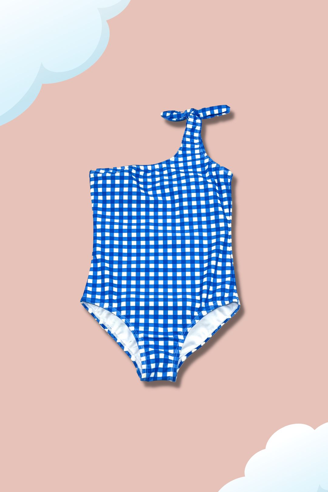Kids Swimsuit Blue Checker Pattern
