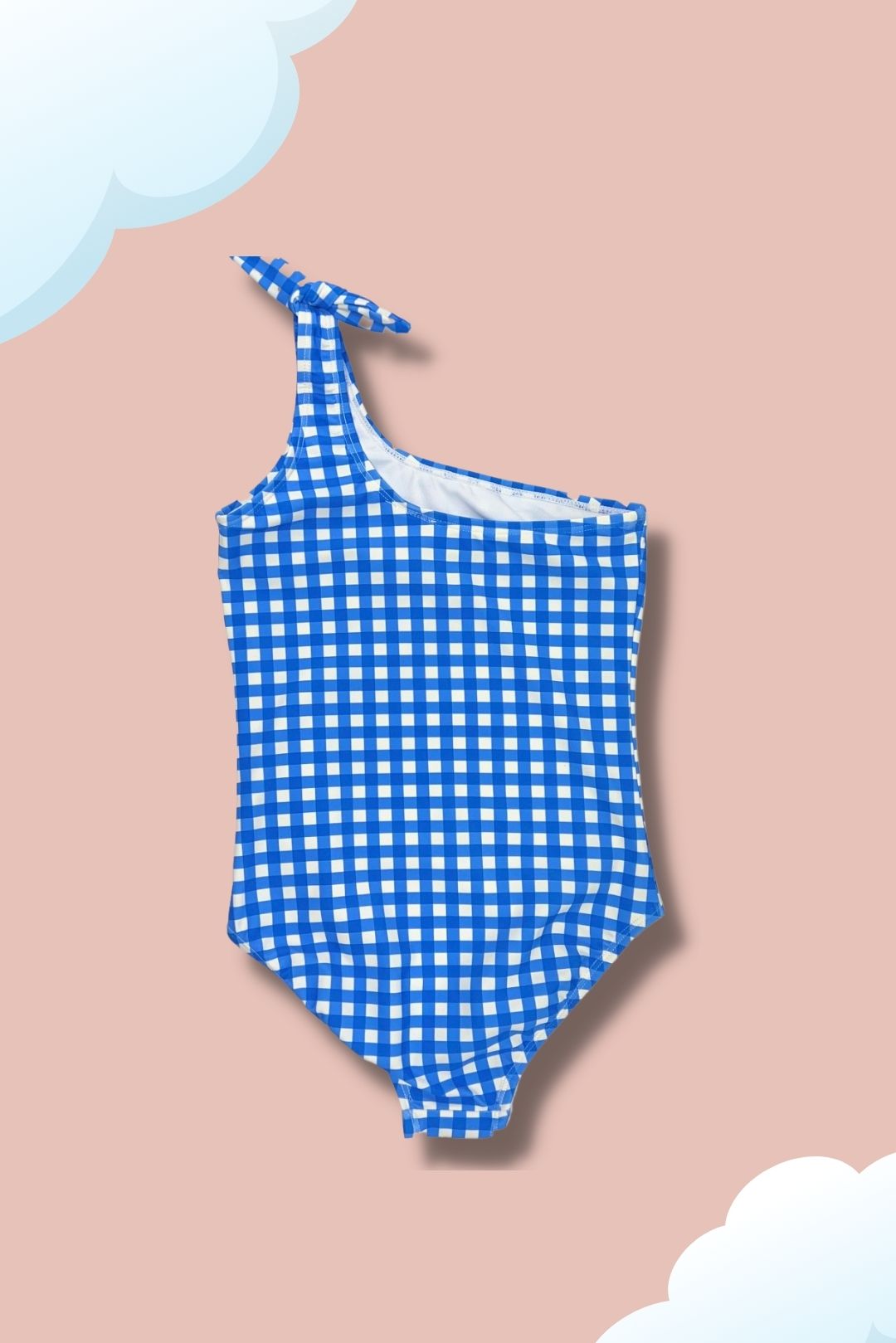 Kids Swimsuit Blue Checker Pattern