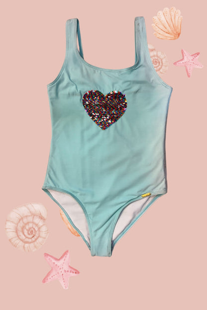 H2071 Kids Rainbow Sequin Swimsuit